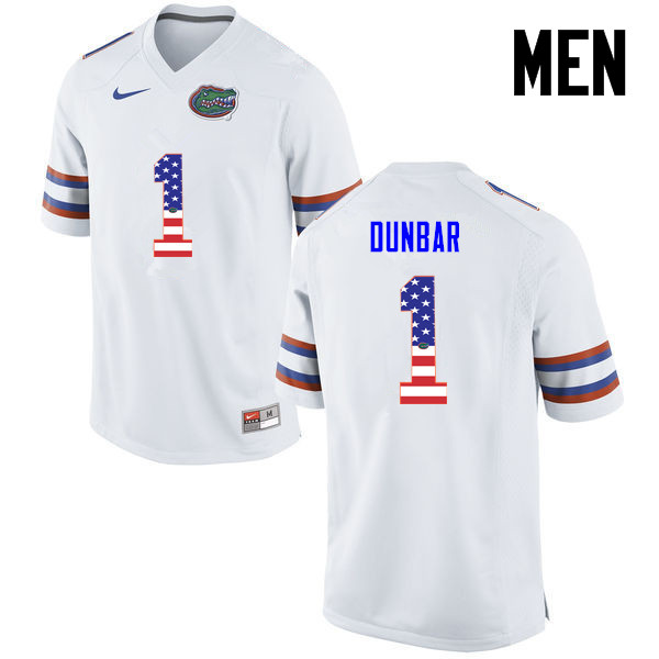 Men Florida Gators #1 Quinton Dunbar College Football USA Flag Fashion Jerseys-White